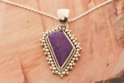 Artie Yellowhorse Genuine Sugilite Sterling Silver Native American Pendant